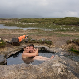 Couple in hot springs